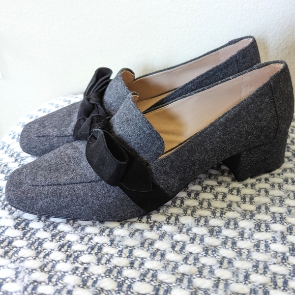 Antonio Melani Sameera High Heels 9.5 Felt Wool Look with Bow Block Heel Loafer - Picture 4 of 7